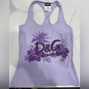 D&G Dolce & Gabbana Purple Racerback Tank Size Small